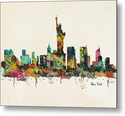 New York City Metal Print featuring the painting New York City Skyline by Bri Buckley