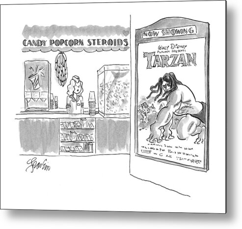 Popcorn Metal Print featuring the drawing New Yorker July 5th, 1999 by Edward Frascino