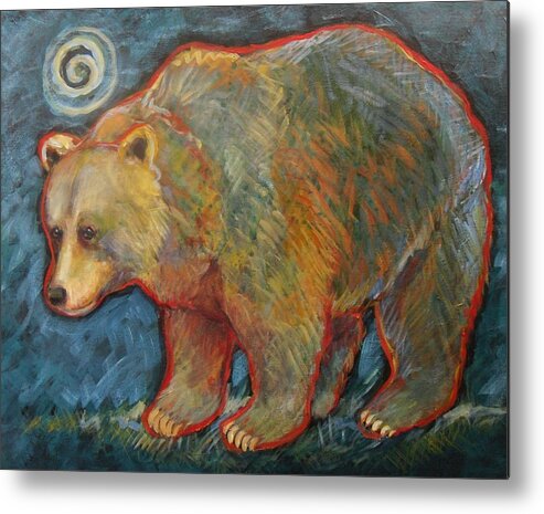 Bear Metal Print featuring the painting Night Bear Grizzly Bear by Carol Suzanne Niebuhr