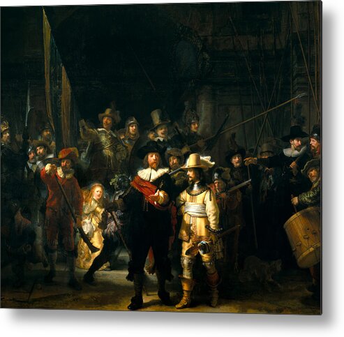 Rembrandt Metal Print featuring the painting Nightwatch by Rembrandt