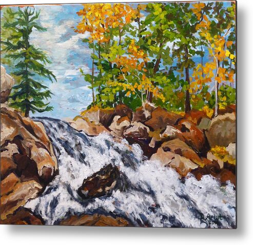 Waterfall Metal Print featuring the painting Northern Waterfall by Diane Arlitt