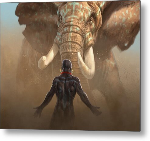 Elephant Metal Print featuring the digital art Nubian Warriors by Aaron Blaise