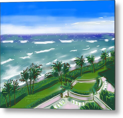 Seascape Metal Print featuring the painting Ocean Trail Beach by Jean Pacheco Ravinski