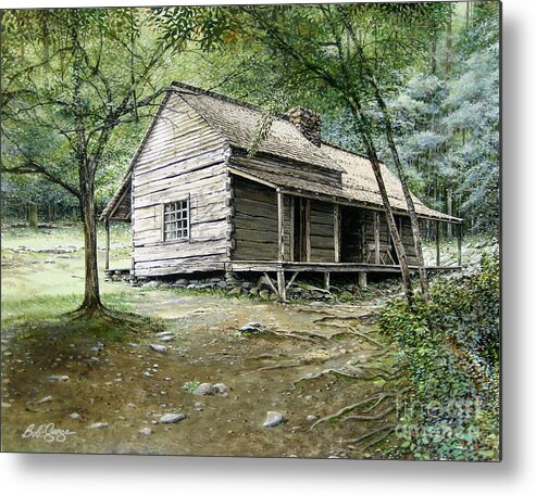 Landscape Metal Print featuring the painting Ogle Cabin by Bob George