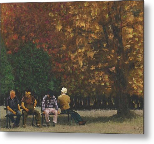 Park Metal Print featuring the digital art Old friends by Michael Malicoat