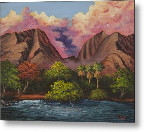 Landscape Metal Print featuring the painting Olowalu Valley by Darice Machel McGuire