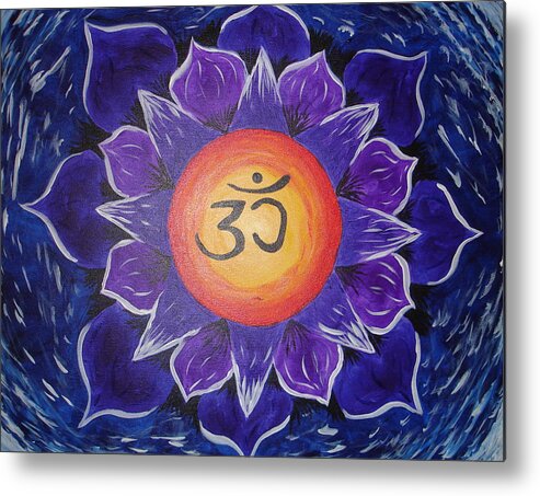 Spiritual Metal Print featuring the painting Om Lotus by Angie Butler