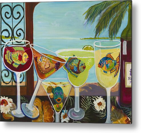 Food And Beverage Metal Print featuring the painting On the Waterfront by Linda Kegley