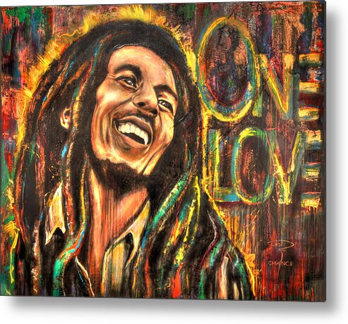Bob Metal Print featuring the painting Bob Marley - One Love by Robyn Chance