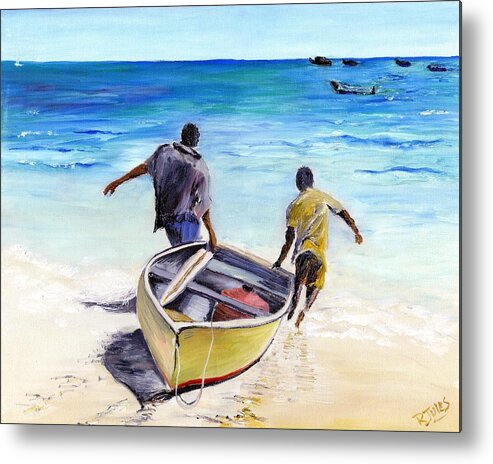 Barbados Metal Print featuring the painting Out To Sea by Richard Jules