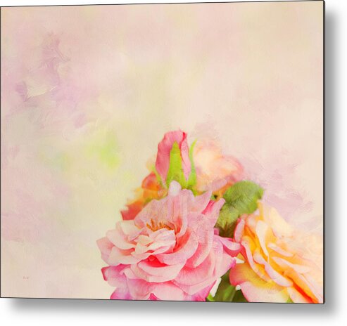 Floral Metal Print featuring the photograph Painterly Roses by Theresa Tahara