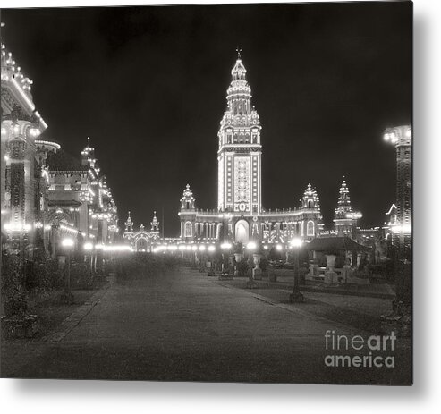 Night Metal Print featuring the photograph Pan Am Night Tower 1901 by Martin Konopacki Restoration