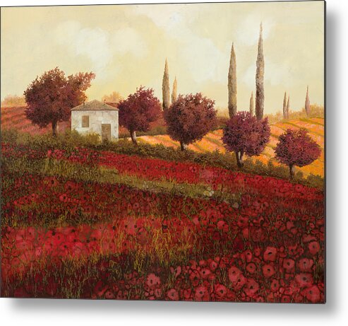 Tuscany Metal Print featuring the painting Papaveri In Toscana by Guido Borelli