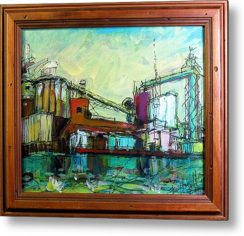 City Scape Metal Print featuring the painting Paper Mill by Les Leffingwell