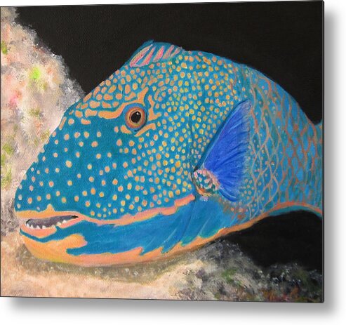 Parrot Fish Metal Print featuring the painting Parrot Fish by Anne Marie Brown