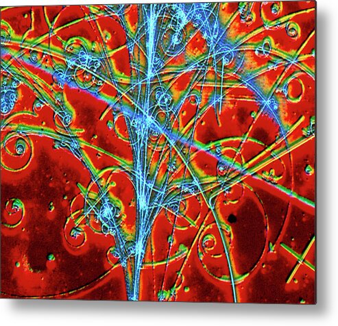 Particle Tracks Metal Print featuring the photograph Particle Tracks In Bubble Chamber by Cern, P.loiez/science Photo Library