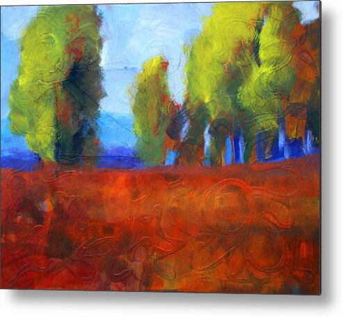Abstract Landscape Metal Print featuring the painting Patching the Environment by Nancy Merkle