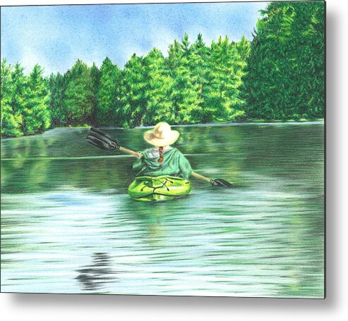 Lake Metal Print featuring the drawing Peaceful by Troy Levesque