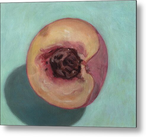 Peach Metal Print featuring the painting Peach Half by Kazumi Whitemoon