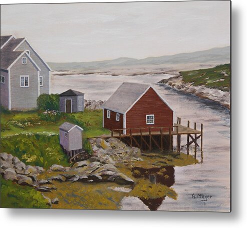 Painting Metal Print featuring the painting Peggy's Cove by Alan Mager