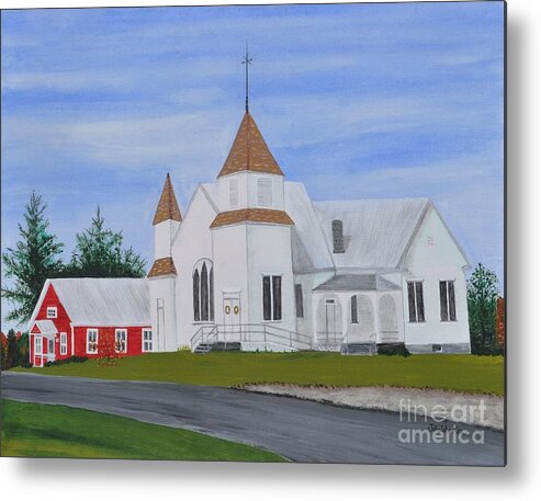 Church Metal Print featuring the painting Peru Congregational Church by Sally Tiska Rice