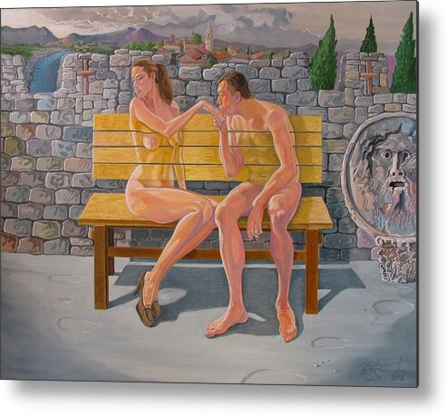 Nude Metal Print featuring the painting Platonic Love by Ramaz Razmadze
