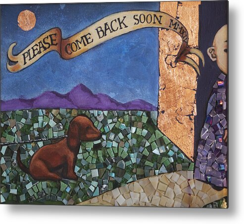 Dog Metal Print featuring the painting Please Come Back Soon by Pauline Lim