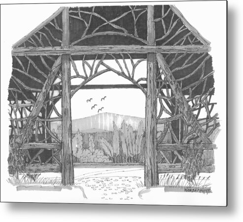 Pavilion Metal Print featuring the drawing Poet's Walk 2 by Richard Wambach