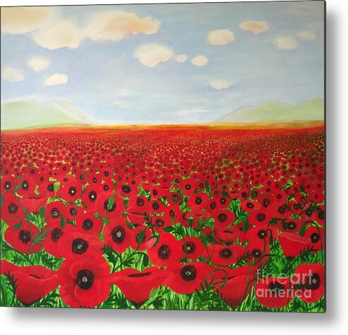 Poppy Fields Metal Print featuring the painting Poppy Fields by Karen Jane Jones