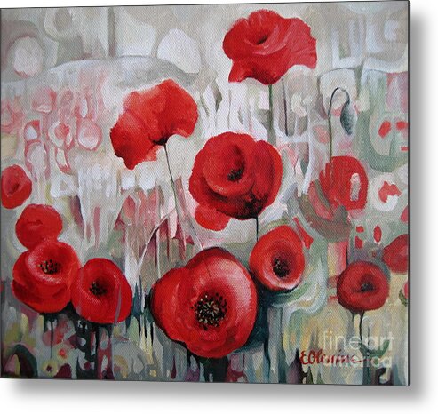 Poppy Metal Print featuring the painting Poppy flowers by Elena Oleniuc