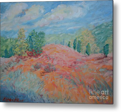 Rural Metal Print featuring the painting Poppy Meadows NJ by Monica Elena
