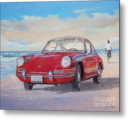 Classic Cars Paintings Metal Print featuring the painting 1967 Porsche 912 by Sinisa Saratlic