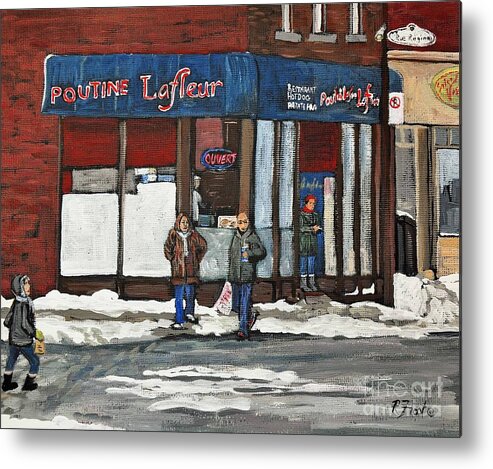 Wellington Street Metal Print featuring the painting Poutine Lafleur on Wellington by Reb Frost