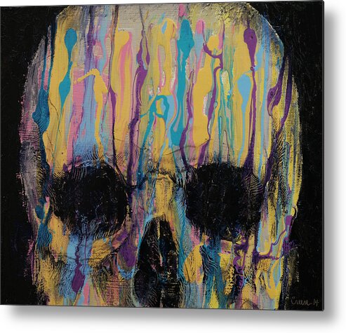 Art Metal Print featuring the painting Psychedelic Skull by Michael Creese
