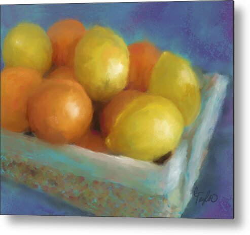 Oranges Metal Print featuring the painting Pucker Power by Colleen Taylor