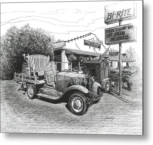 Leipers Fork Metal Print featuring the drawing Puckett's Grocery and Restuarant by Janet King
