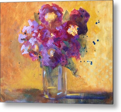 Purple Abstract Metal Print featuring the painting Purple Abstract by Nancy Merkle