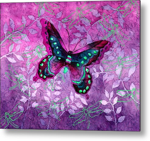 Butterfly Metal Print featuring the painting Purple Butterfly by Hailey E Herrera
