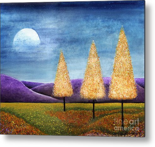 Tree Metal Print featuring the painting Purple Hills by Lee Owenby