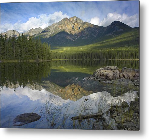 Feb0514 Metal Print featuring the photograph Pyramid Mountain And Pyramid Lake Jasper by Tim Fitzharris