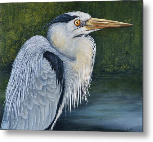 Heron Metal Print featuring the painting Quiet by Nancy Lauby