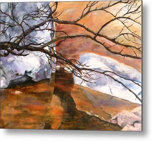 Landscape Metal Print featuring the painting Quiet Reflection by Betty M M Wong
