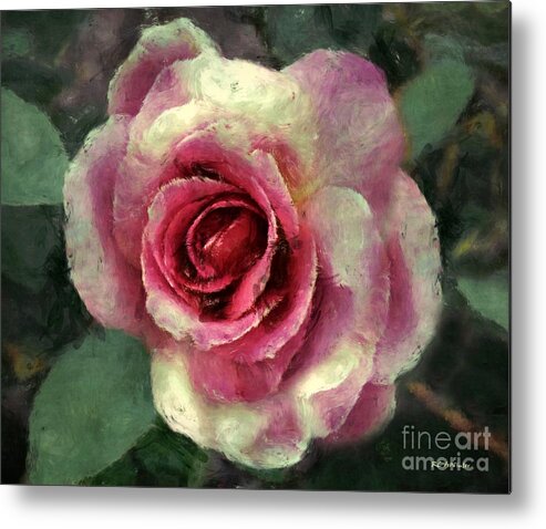 Rose Metal Print featuring the painting Ragged Satin Rose by RC DeWinter
