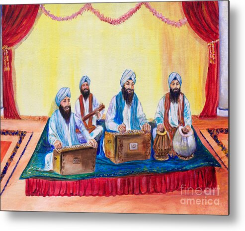 Sikh Musicians Metal Print featuring the painting Ragis by Sarabjit Singh