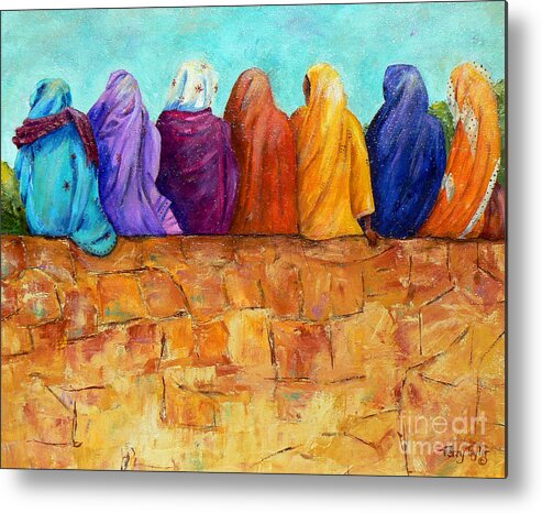 Sari Metal Print featuring the painting Rainbow on the Wall by Terry Taylor