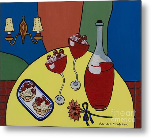 Cafe Art Metal Print featuring the painting Raspberry Wine by Barbara McMahon