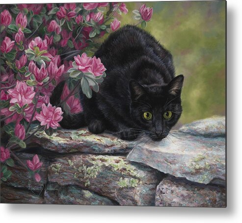 Cat Metal Print featuring the painting Ready To Pounce by Lucie Bilodeau