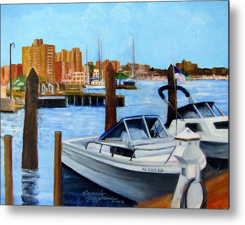 Red Bank Nj Metal Print featuring the painting Red Bank NJ from Marine Park by Leonardo Ruggieri
