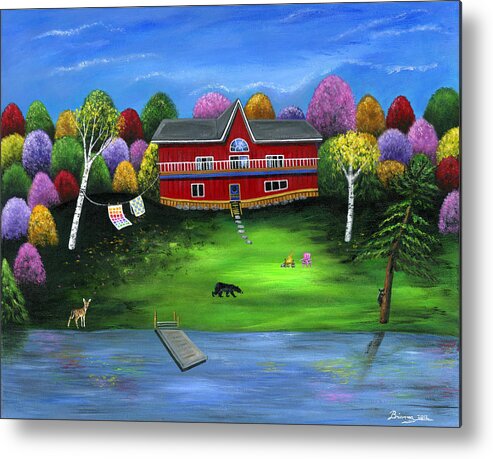 Brianna Metal Print featuring the painting Red Bear Cottage by Brianna Mulvale