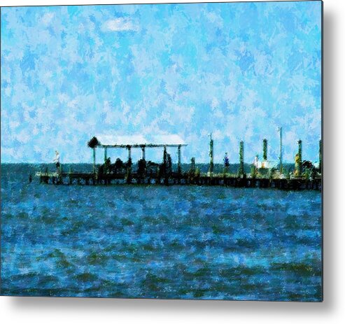Abstract Metal Print featuring the mixed media Reeling It In by Florene Welebny